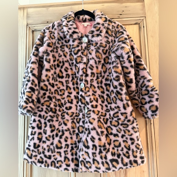 Pink Chicken Fuzzy Animal Print Coat